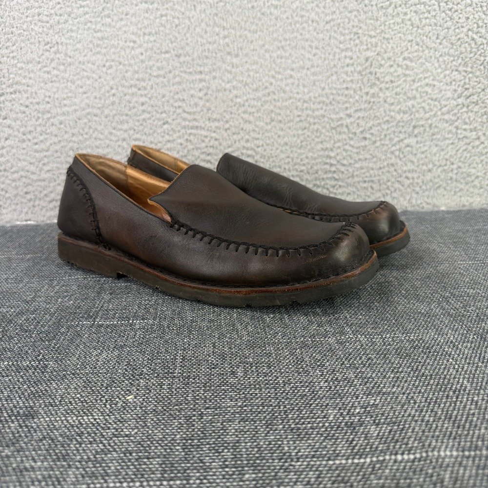 Bed Stu Loafers Mens 10 Dark Brown Leather Whipstitch Moccasin Slip On Shoes